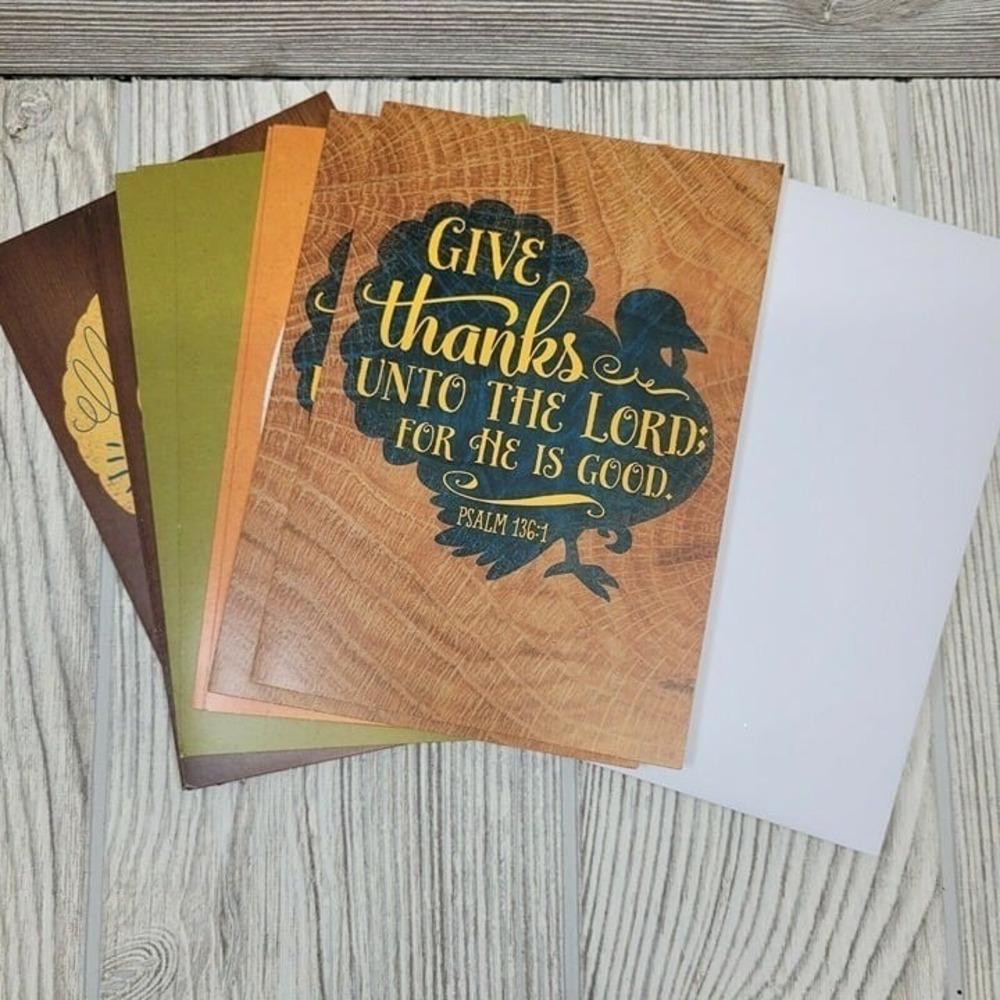 DaySpring Thanksgiving Cards 12 Count Orange Brown Scripture Assorted Designs - Picture 2 of 3